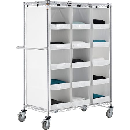 Nexel Stock Picking Truck, Single Sided, 15 Cells, 48inL x 24inW x 69inH, White 800450